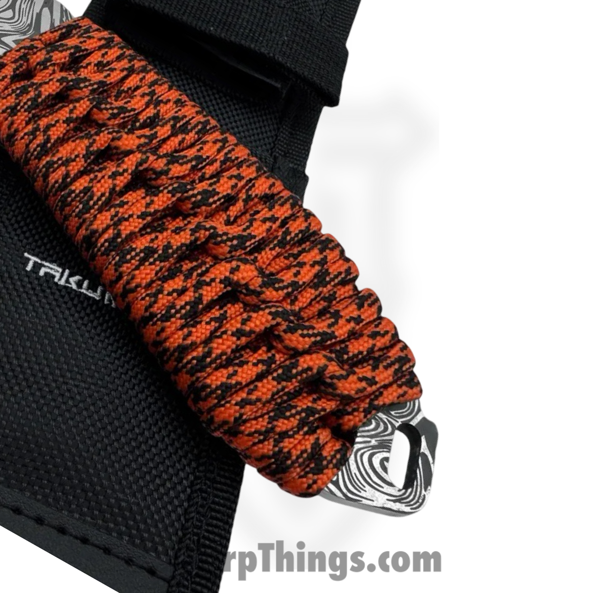 Takumitak - TKF103OR-CS - Takumi - Fixed Blade Knife - 3Cr13 SS Acid Etched Drop Point - Paracord Wrapped - Orange - Image 5