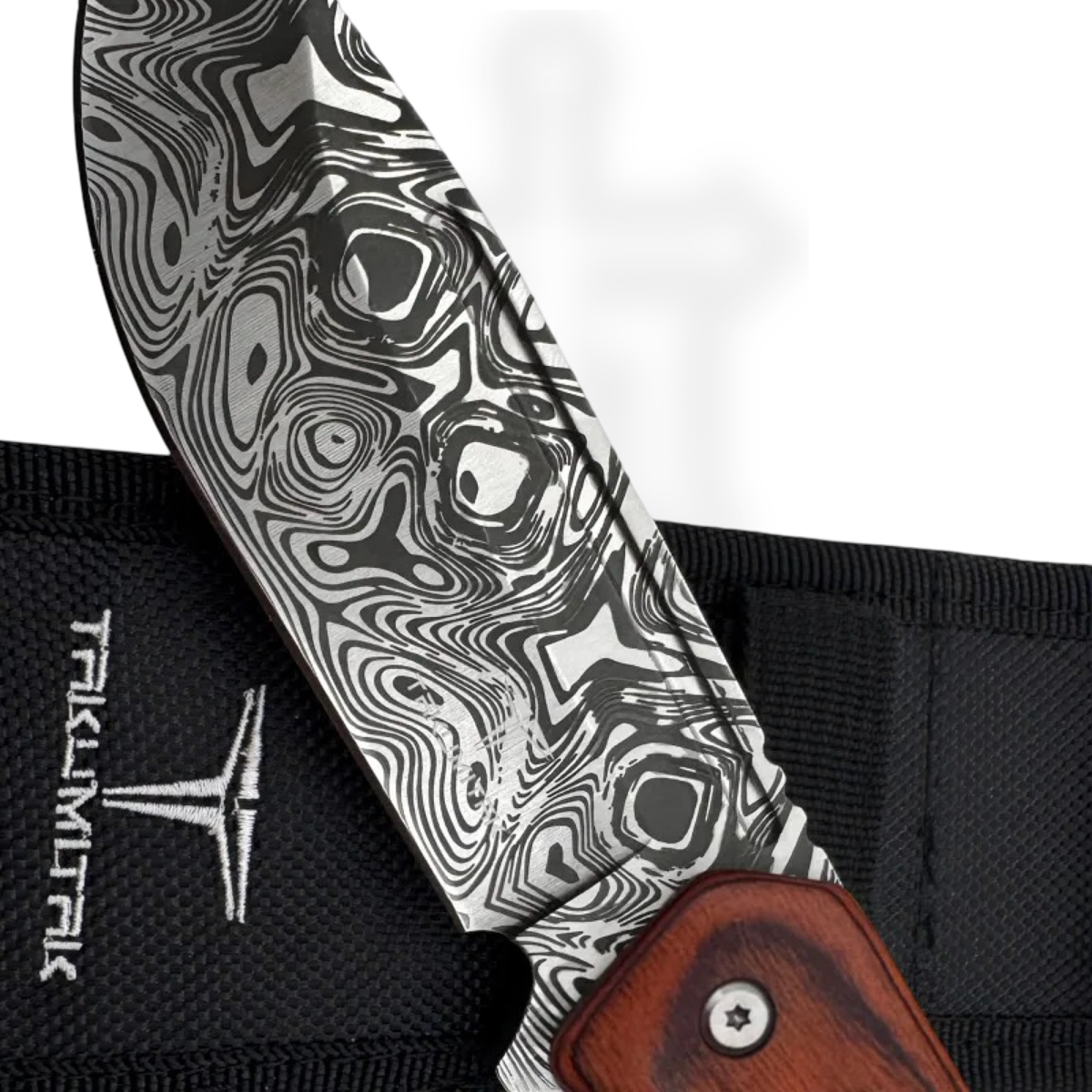 Takumitak - TKF402WD-CS - Takumi - Fixed Blade Knife - 3Cr13 SS Acid Etched Drop Point - Pakkawood - Brown - Image 4