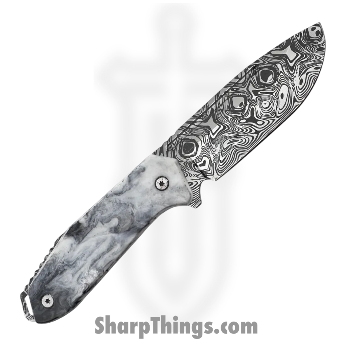 Takumitak - TKF502BK-CS - Takumi - Fixed Blade Knife - 3Cr13 SS Acid Etched Drop Point - Glow Resin - Black White - Image 2