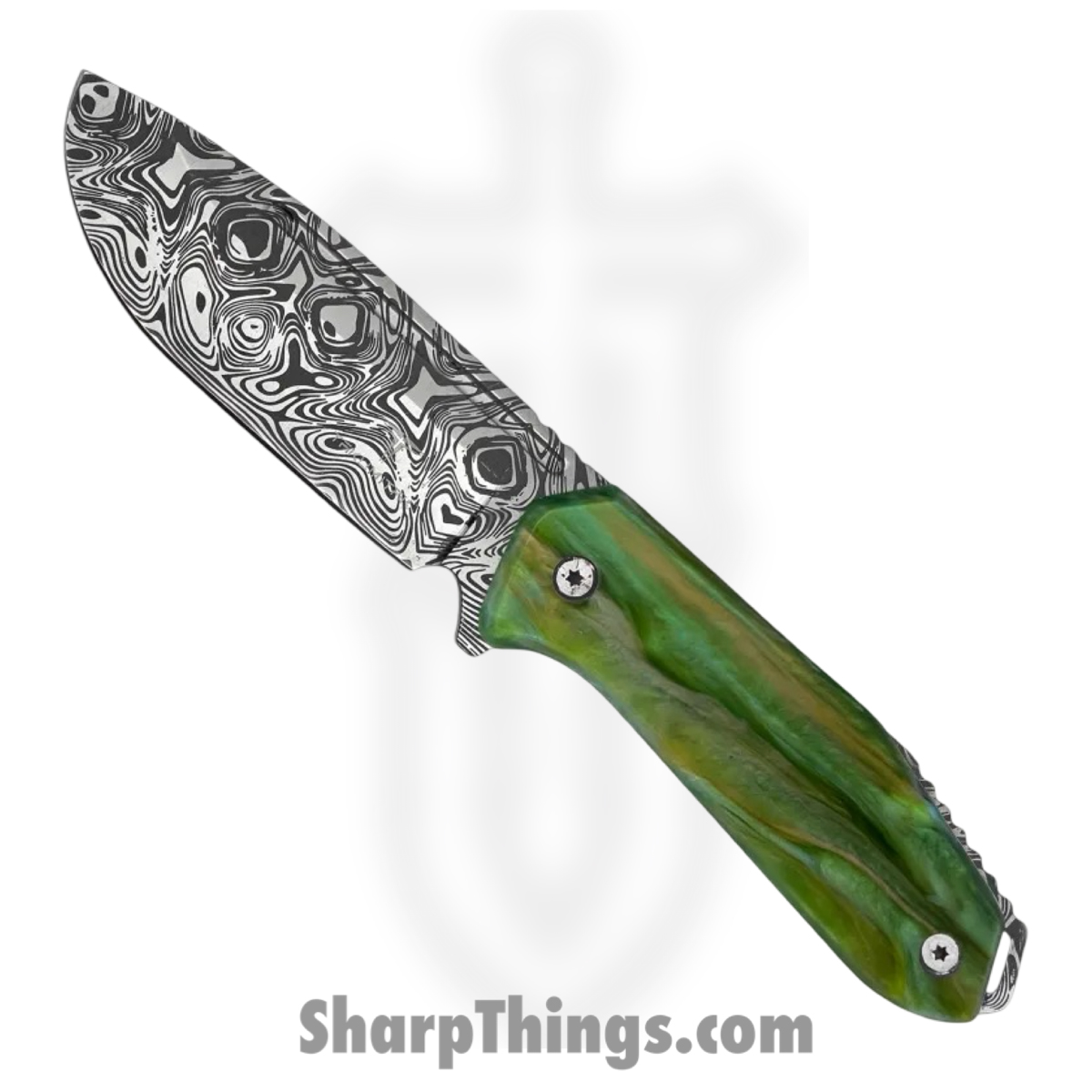 Takumitak - TKF502GN-CS - Takumi - Fixed Blade Knife - 3Cr13 SS Acid Etched Drop Point - Glow Resin - Green