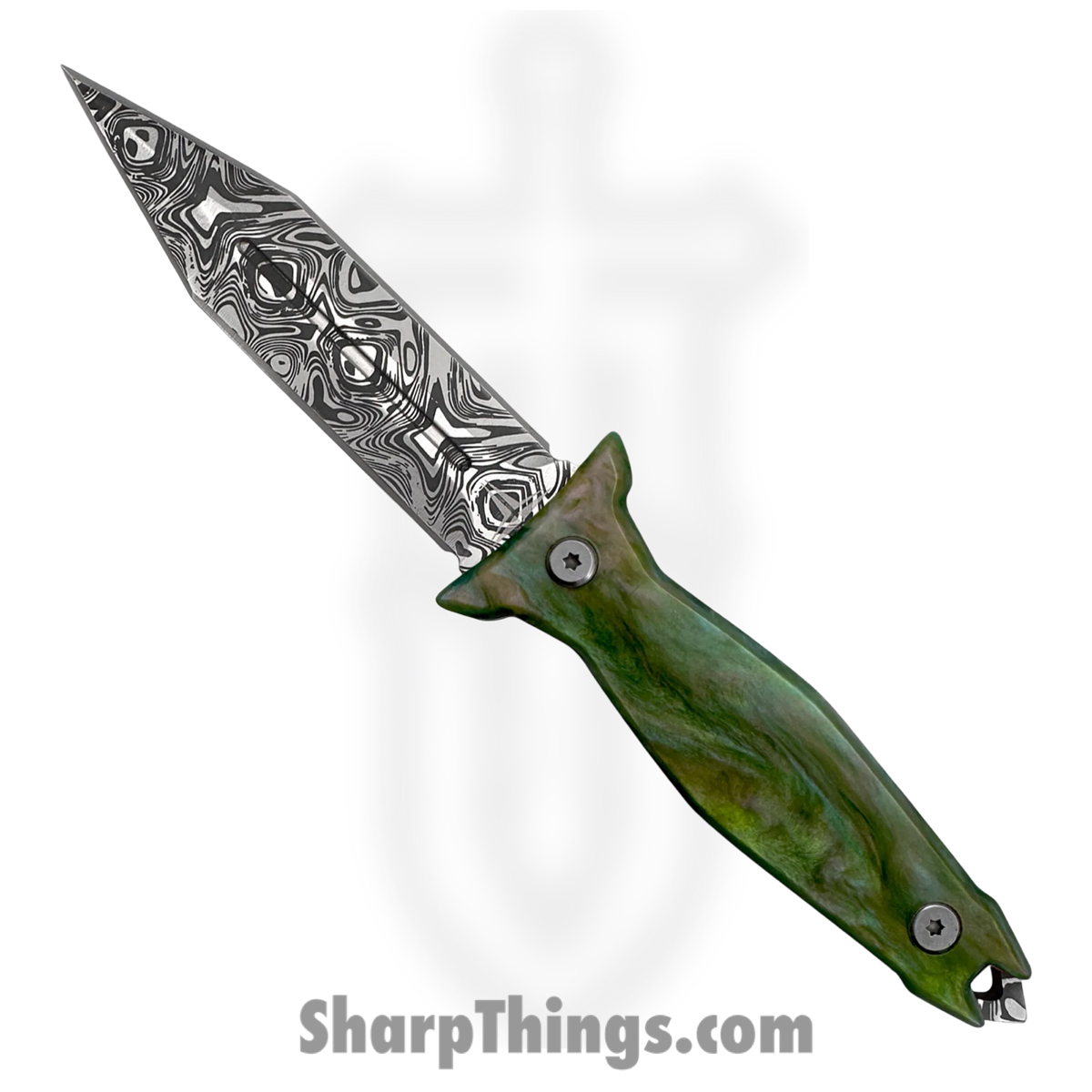 Takumitak - TKF503GN-CS - Protector - Fixed Blade Knife - 3Cr13 SS Acid Etched Spear Point - Glow Resin - Green