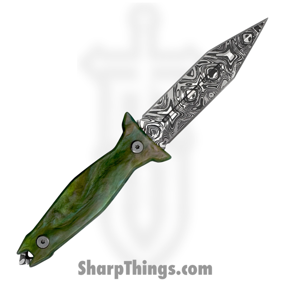 Takumitak - TKF503GN-CS - Protector - Fixed Blade Knife - 3Cr13 SS Acid Etched Spear Point - Glow Resin - Green - Image 2