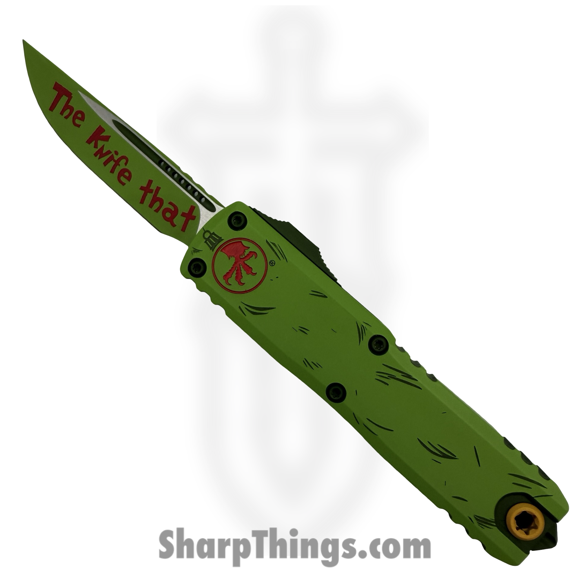 Microtech - 12314-1GNS - UTX-85 Gen IV - OTF Auto - M390MK Coated Drop Point - 6061-T6 Aluminum - Grinch Green