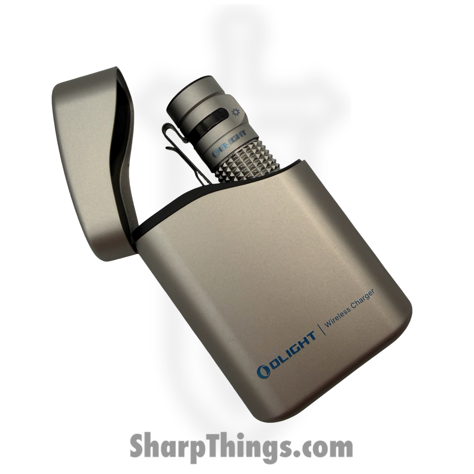 Olight - OLTBATON4KITTI - Baton 4 Premium Edition Flashlight with Charging Case - Titanium - Grey