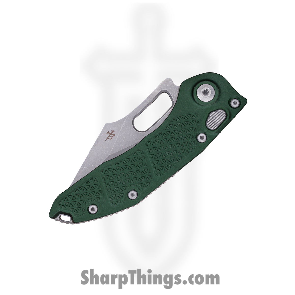 Microtech - 169-10APEG - Stitch - Folding Knife - M390 Apocalyptic Spear Point - Aluminum - Green - Image 3
