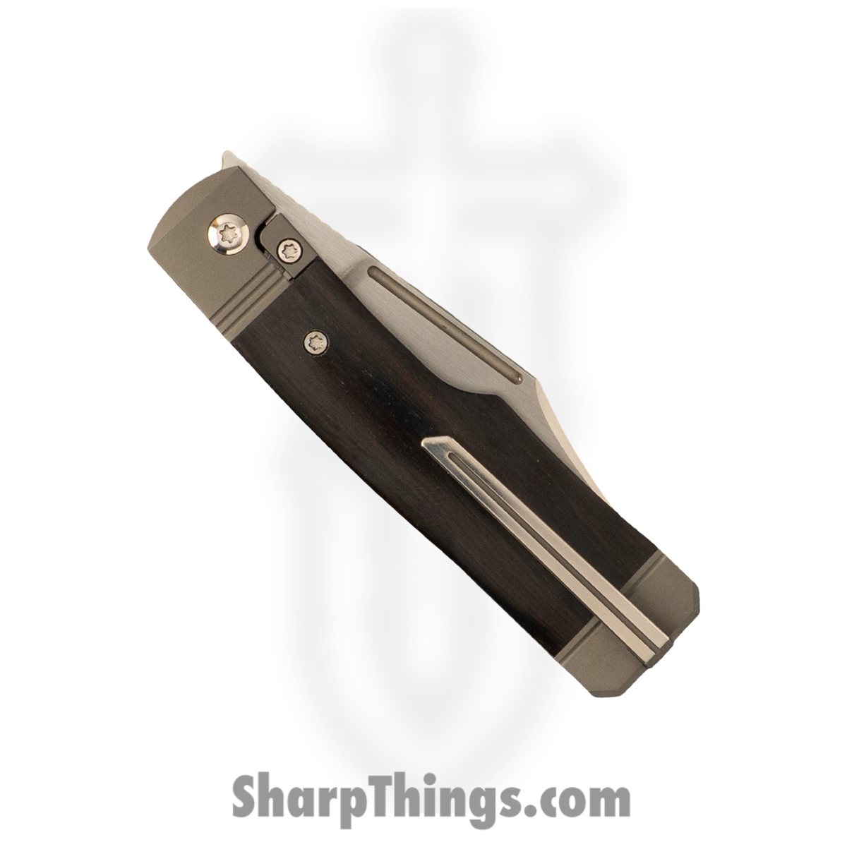 Jack Wolf Knives - GUNSL-03-EBONY - Gunslinger Jack - Folding Knife - S90V Satin Clip Point - Ebony Wood - Brown - Image 2