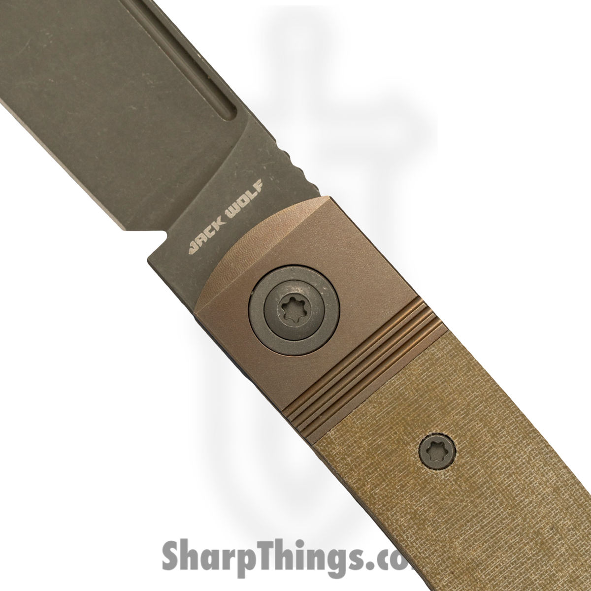 Jack Wolf Knives - GUNSL-03-GRN-LIN-MIC - Gunslinger Jack - Folding Knife - S90V Acid Stonewash Clip Point - Linen Micarta - Green - Image 4