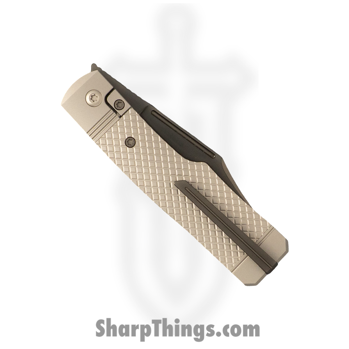 Jack Wolf Knives - GUNSL-03-TI-XHATCH - Gunslinger Jack - Folding Knife - S90V Coated Clip Point - Titanium Crosshatch - Gray - Image 2
