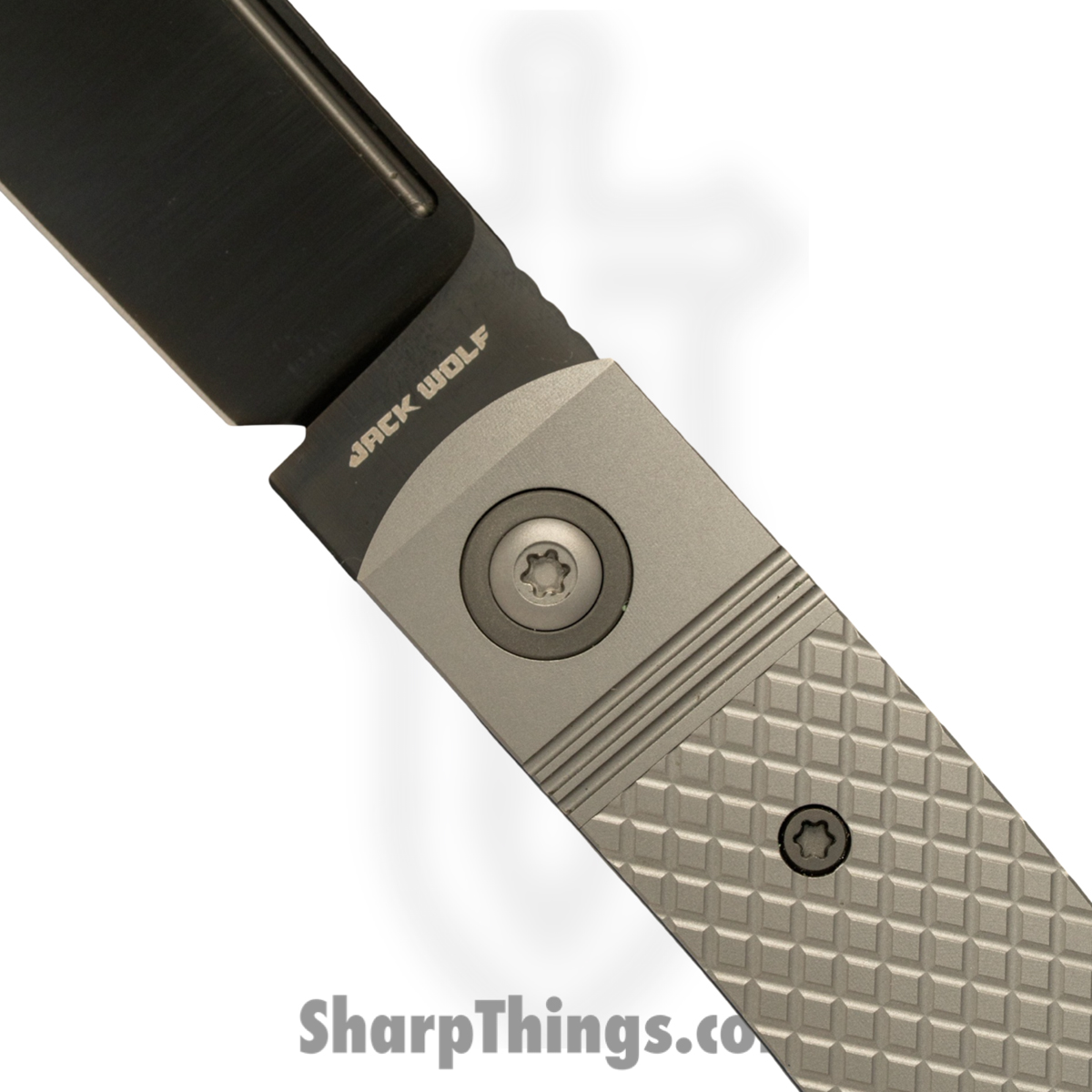Jack Wolf Knives - GUNSL-03-TI-XHATCH - Gunslinger Jack - Folding Knife - S90V Coated Clip Point - Titanium Crosshatch - Gray - Image 4