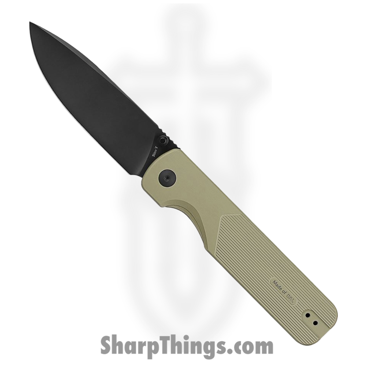 Oknife - OKNDURONOG - Duron - Folding Knife - Nitro-V Coated Drop Point - Aluminum - Green