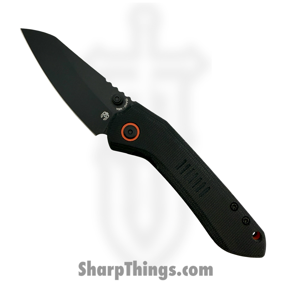 Millit Knives - OVBlkCMOrgBlk - Overland - Folding Knife - CPM MagnaCut Coated Sheepsfoot - Canvas Micarta - Black