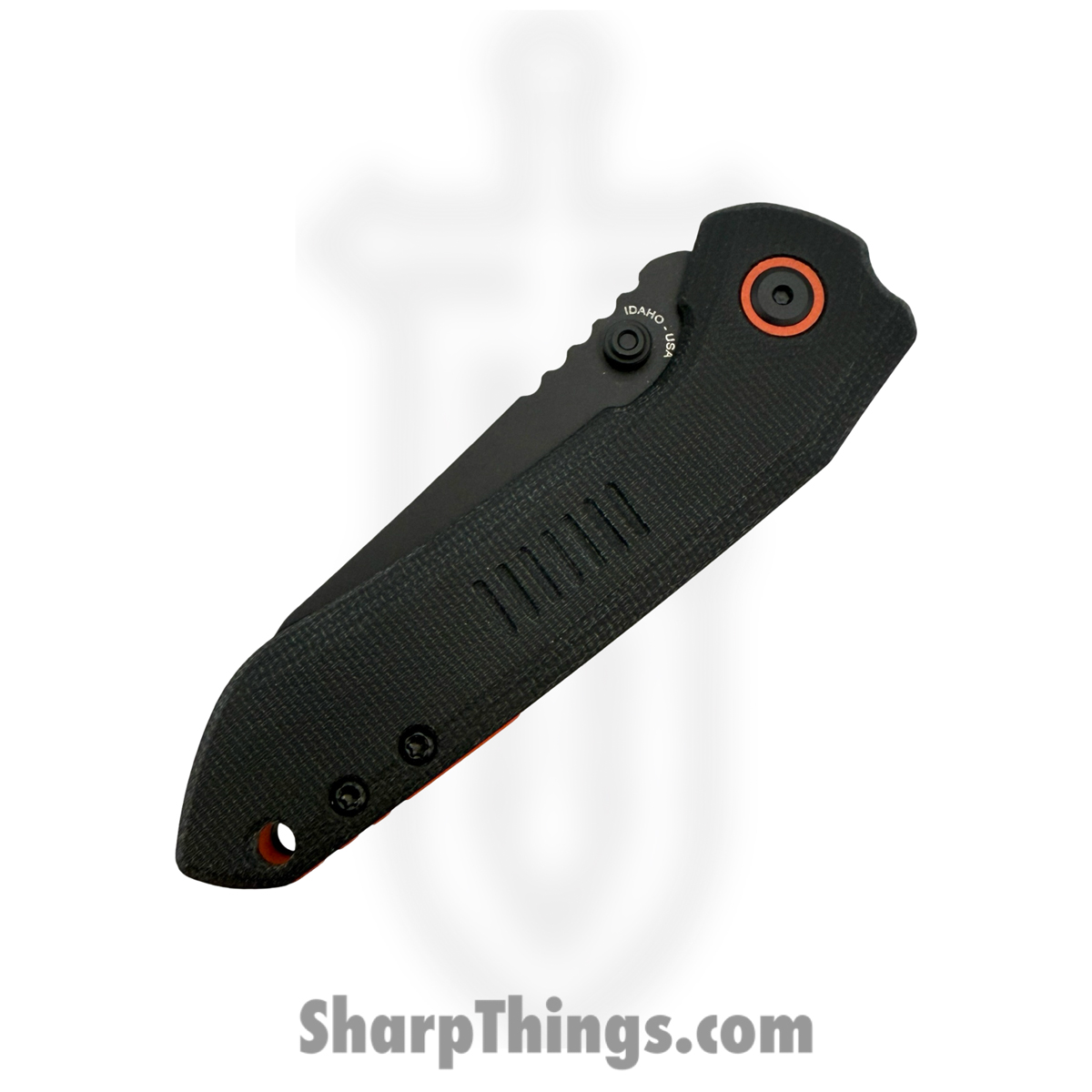 Millit Knives - OVBlkCMOrgBlk - Overland - Folding Knife - CPM MagnaCut Coated Sheepsfoot - Canvas Micarta - Black - Image 3