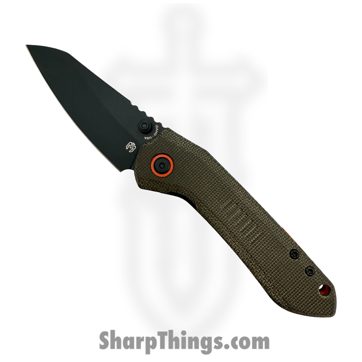 Millit Knives - OVOdCMOrgBlk - Overland - Folding Knife - CPM MagnaCut Coated Sheepsfoot - Canvas Micarta - OD Green