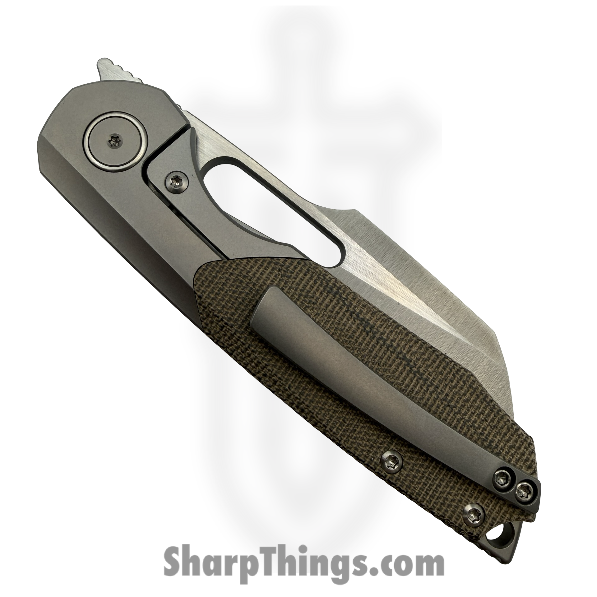 Sparrow Knife Co. - SKCSTRXMIGRN - Strix - CPM S90V Satin Sheepsfoot - Titanium|Micarta - OD Green - Image 4