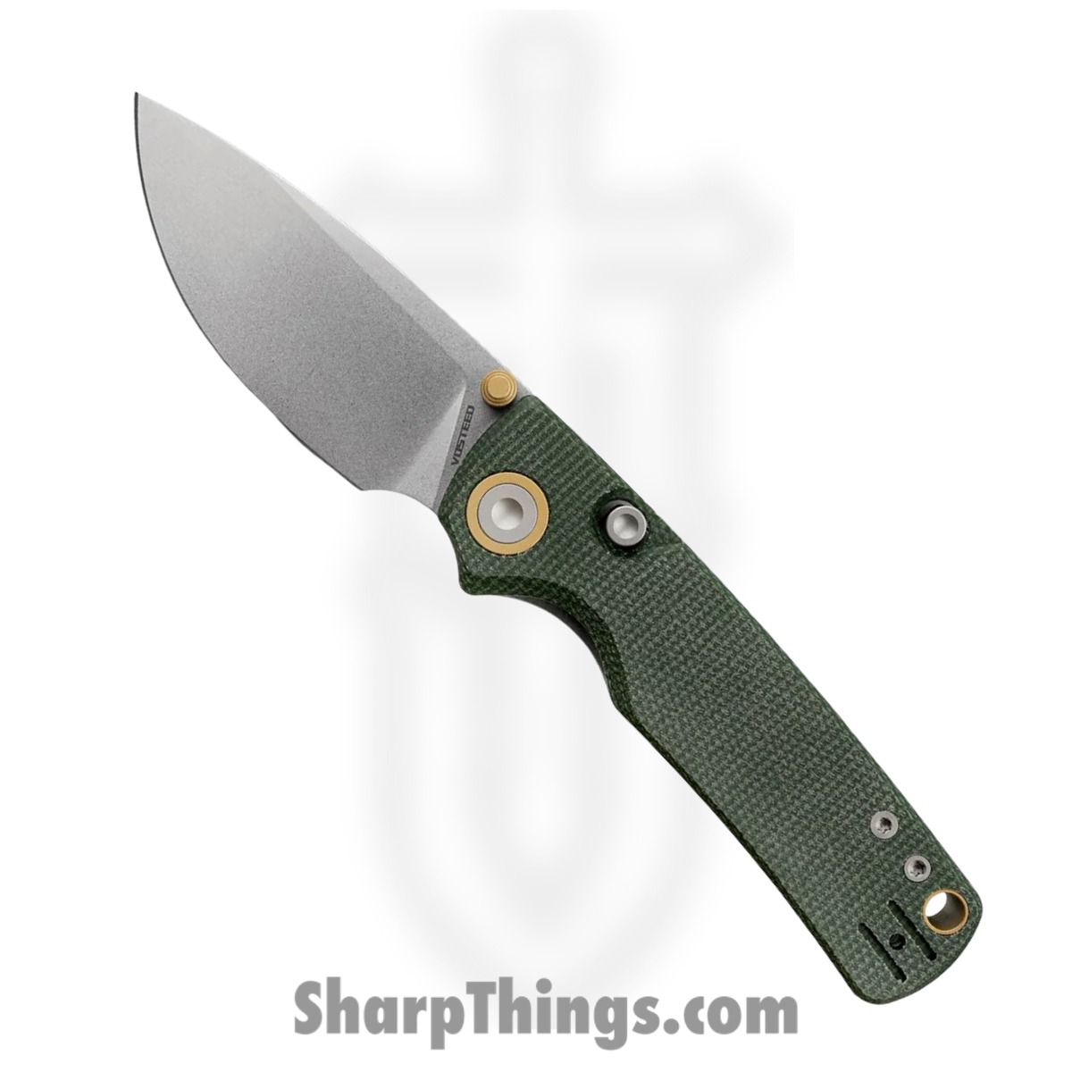 Vosteed - VOSA2611 - Porcupine - Folding Knife - 14C28N Stonewash Drop Point - Micarta - Green