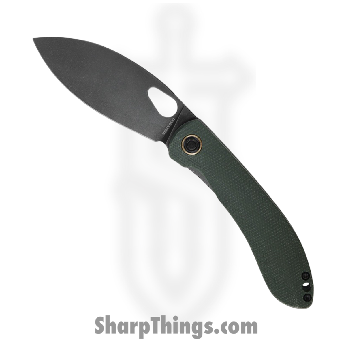 Vosteed - VOSTHNPMN - Nightshade TH - Folding Knife - Nitro-V Stonewash Shilin - Canvas Micarta - Green