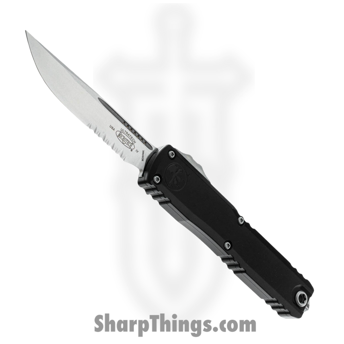 Microtech - 11214-11 - Ultratech Gen IV - OTF Auto - M390MK Stonewash Drop Point P/S - Aluminum - Black