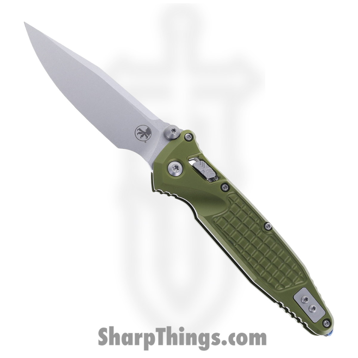 Microtech - 160RL-10FROD - Socom - Folding Knife - M390MK Stonewash Spear Point - Frag Aluminum - OD Green