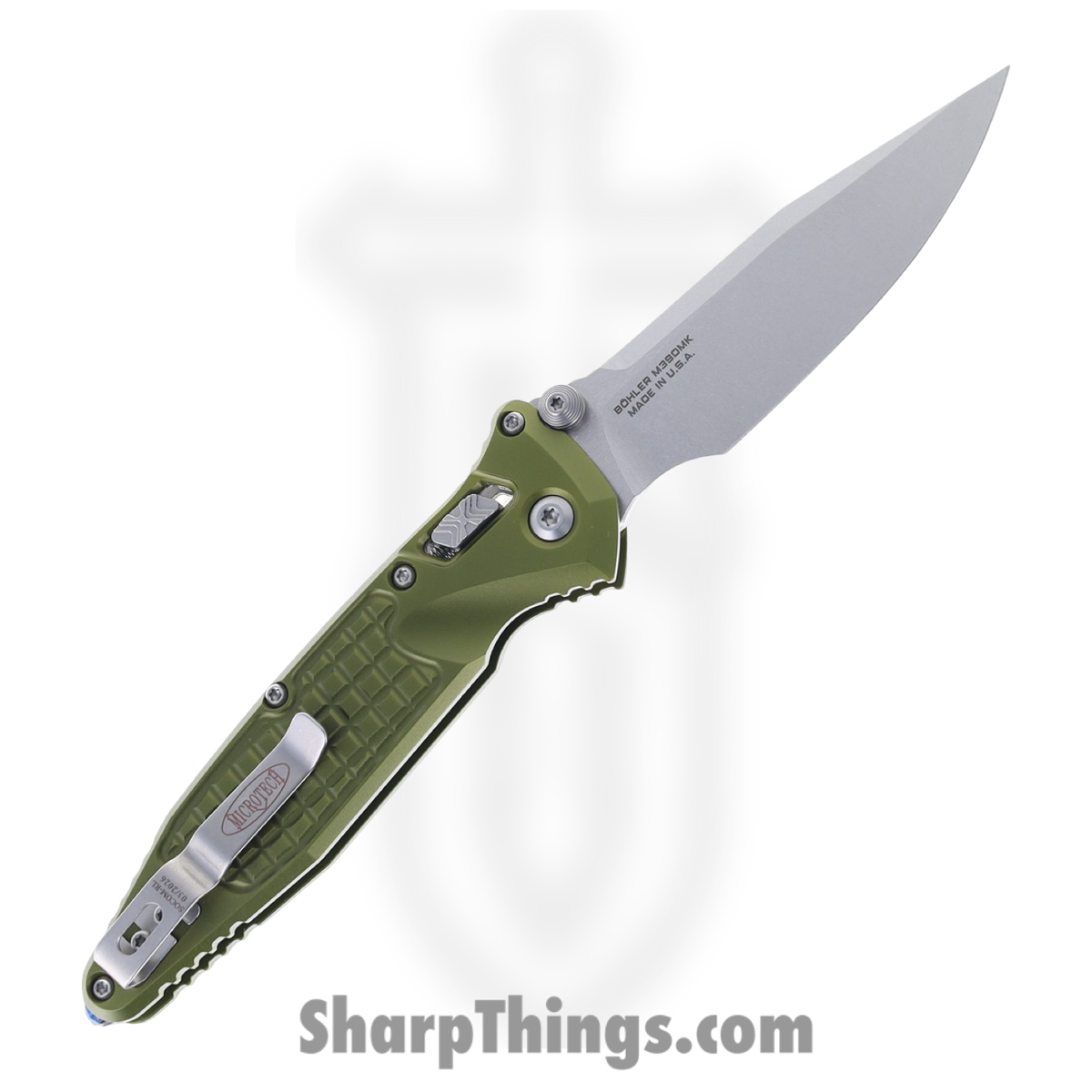 Microtech - 160RL-10FROD - Socom - Folding Knife - M390MK Stonewash Spear Point - Frag Aluminum - OD Green - Image 2
