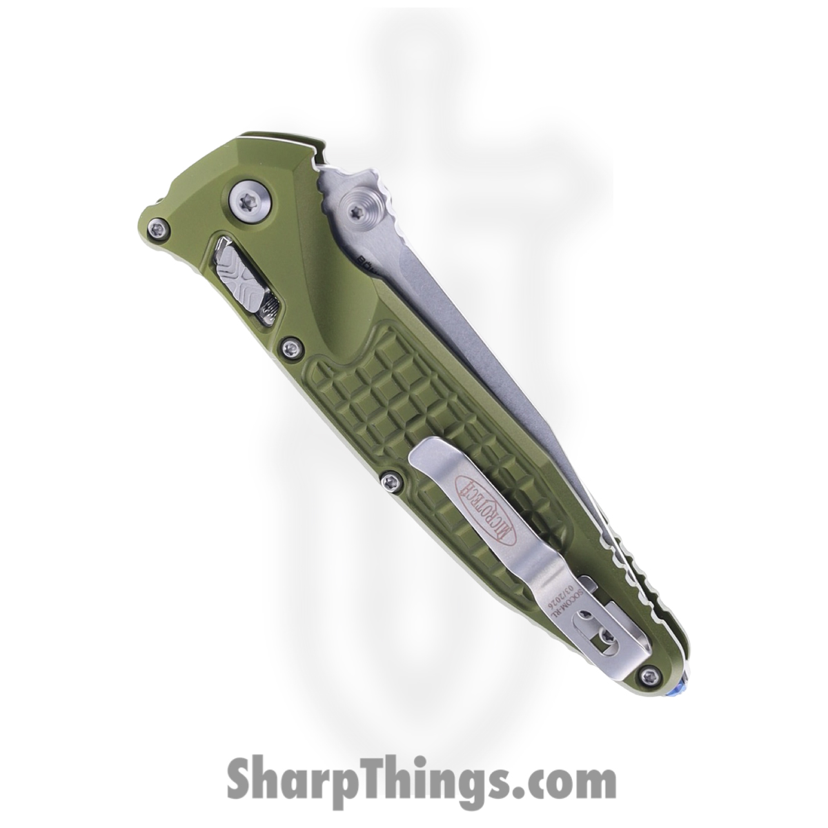 Microtech - 160RL-10FROD - Socom - Folding Knife - M390MK Stonewash Spear Point - Frag Aluminum - OD Green - Image 4