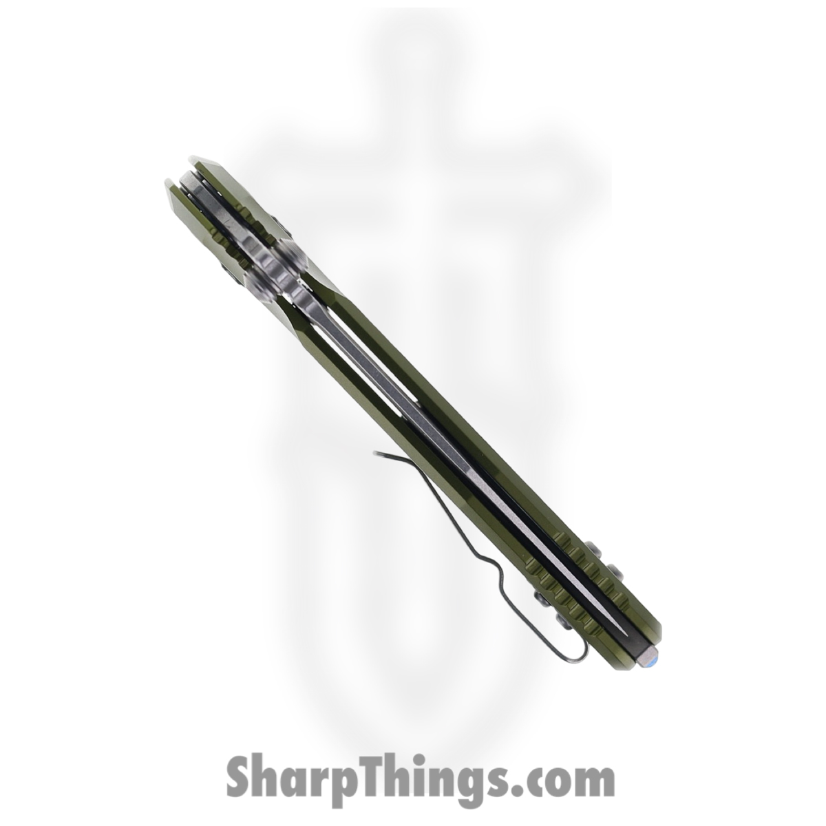 Microtech - 160RL-10FROD - Socom - Folding Knife - M390MK Stonewash Spear Point - Frag Aluminum - OD Green - Image 5