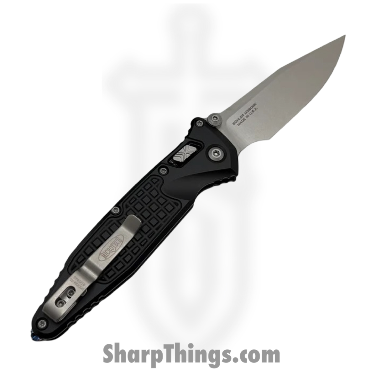 Microtech - 160RL-10FR - Socom - Folding Knife - M390MK Stonewash Clip Point - Frag Aluminum - Black - Image 2