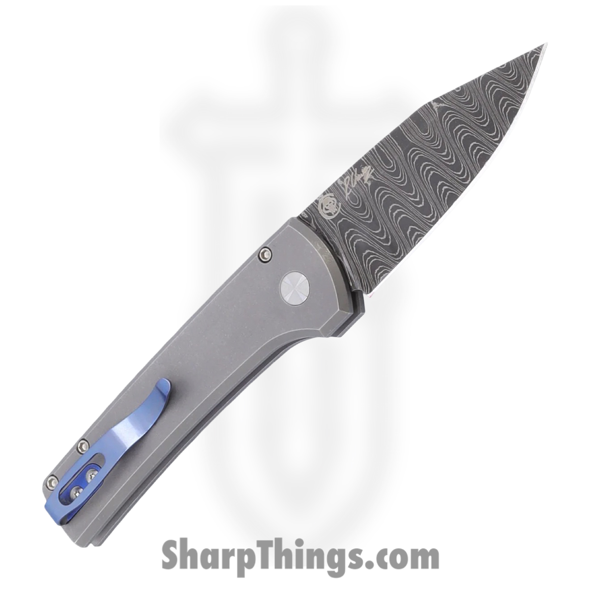 ProTech - 2026.Scapegoat.Custom.004 - Scapegoat - Automatic Knife - Vegas Forge Ladder Damascus Clip Point - 17-4 Steel - Stonewash/Blasted - Image 2
