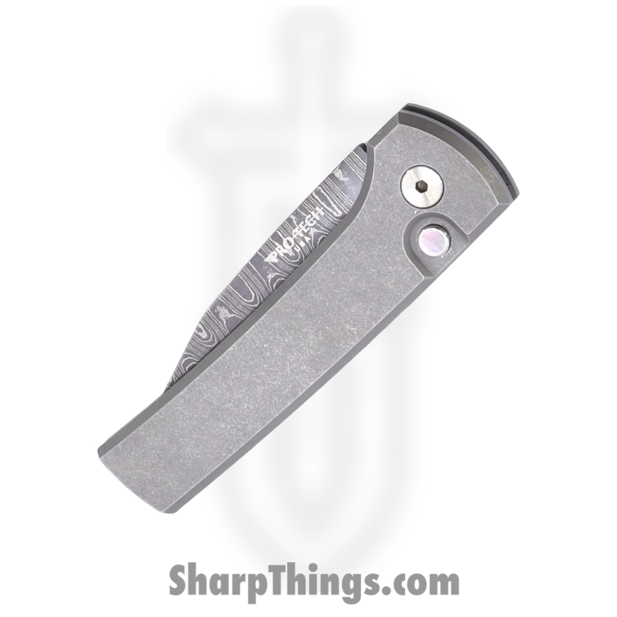 ProTech - 2026.Scapegoat.Custom.004 - Scapegoat - Automatic Knife - Vegas Forge Ladder Damascus Clip Point - 17-4 Steel - Stonewash/Blasted - Image 3