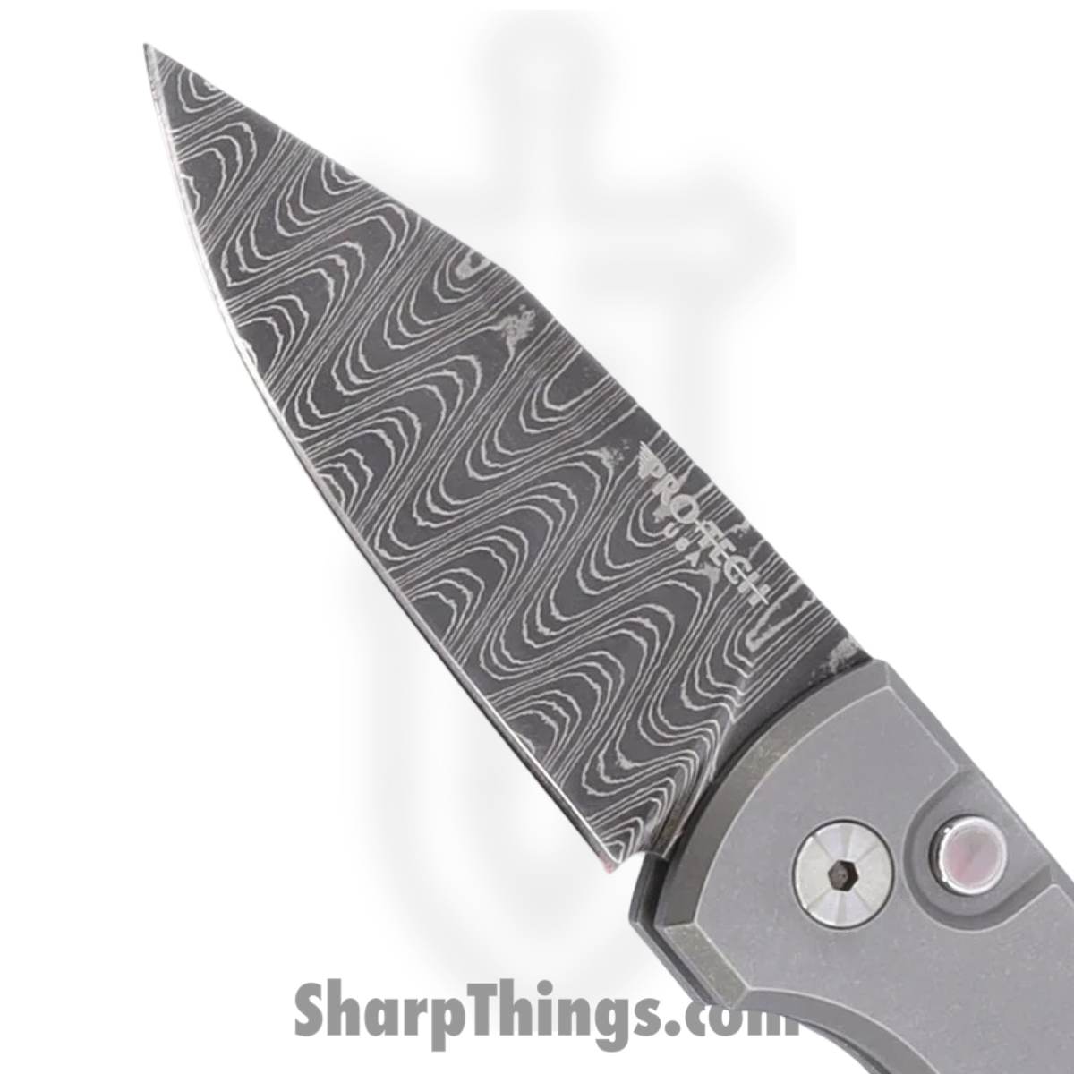 ProTech - 2026.Scapegoat.Custom.004 - Scapegoat - Automatic Knife - Vegas Forge Ladder Damascus Clip Point - 17-4 Steel - Stonewash/Blasted - Image 5