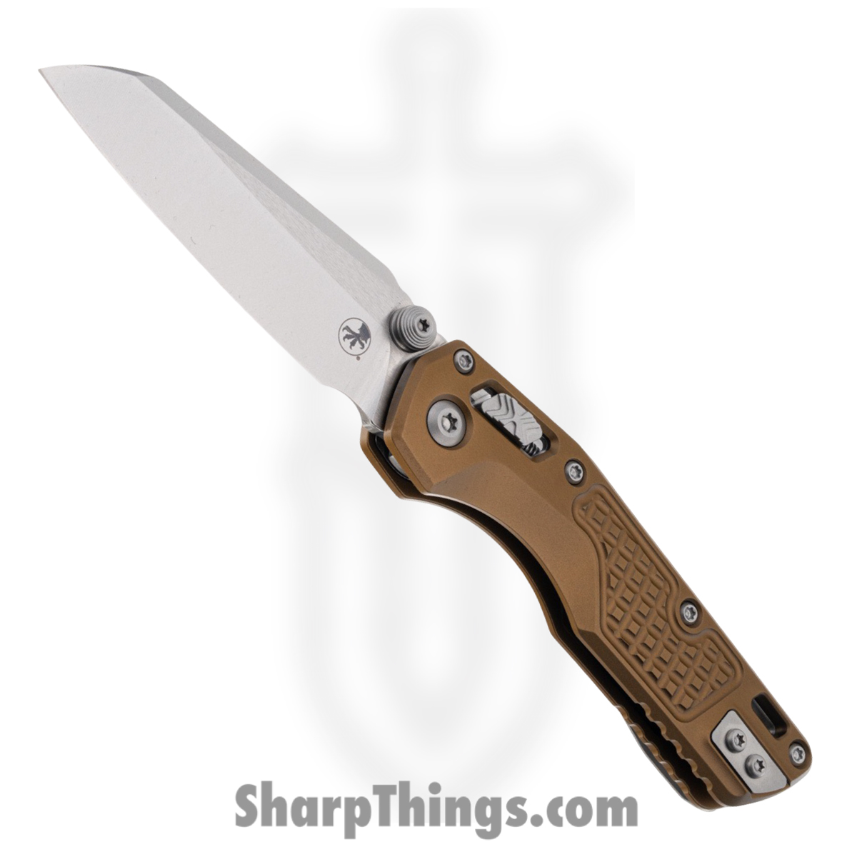 Microtech - 210M-10FRTA - MSI Mini Ram - Folding Knife - M390MK Stonewash Sheepsfoot - Aluminum - Tan