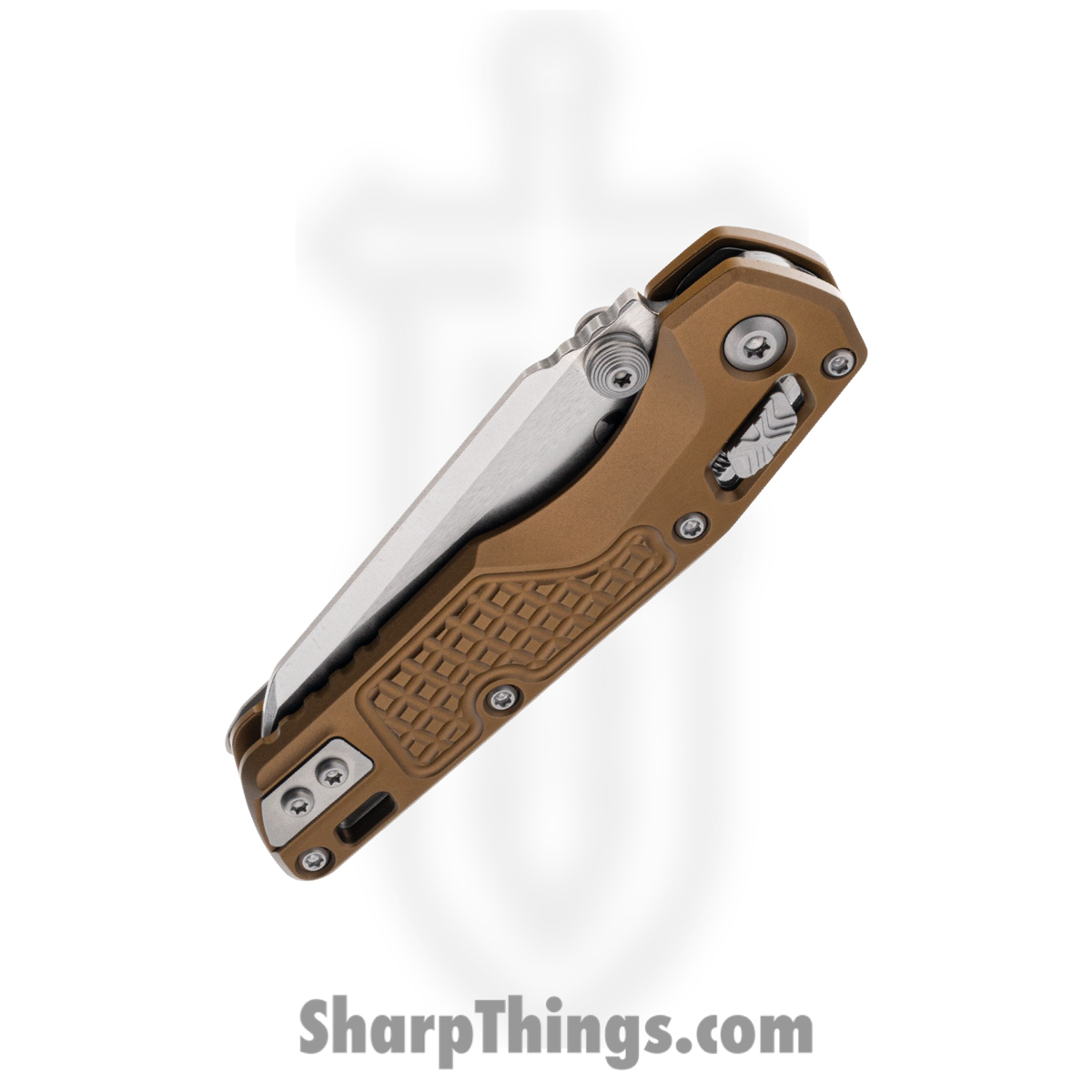Microtech - 210M-10FRTA - MSI Mini Ram - Folding Knife - M390MK Stonewash Sheepsfoot - Aluminum - Tan - Image 3