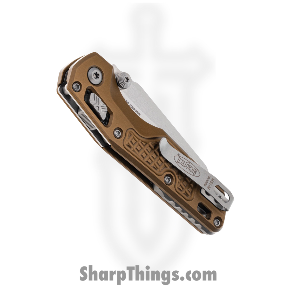 Microtech - 210M-10FRTA - MSI Mini Ram - Folding Knife - M390MK Stonewash Sheepsfoot - Aluminum - Tan - Image 4