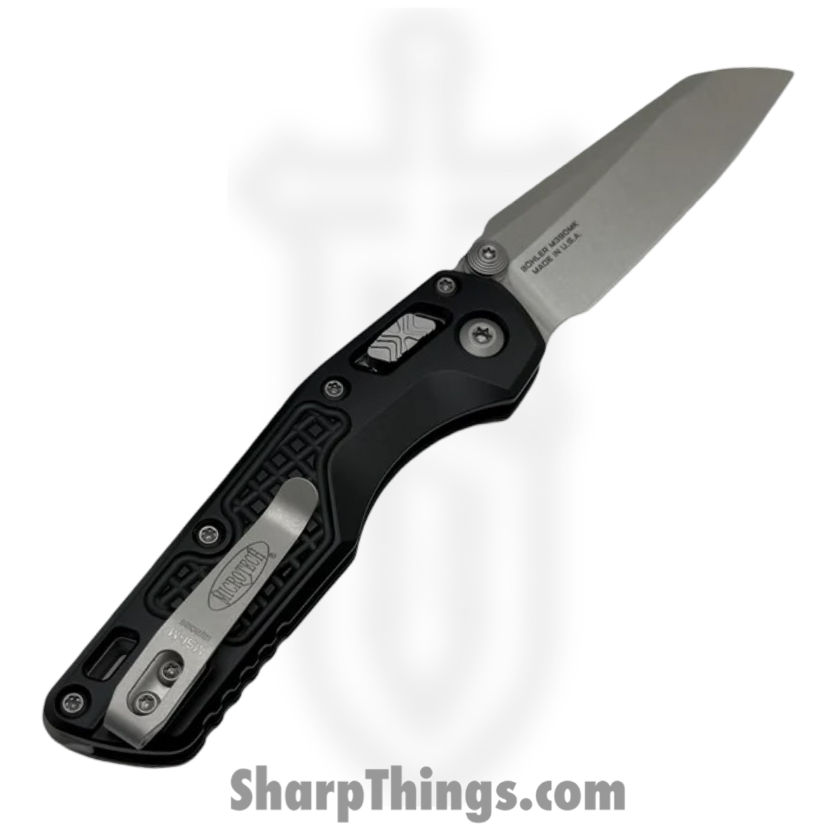 Microtech - 210M-10FR - MSI Mini - Folding Knife - M390MK Stonewash Sheepsfoot - Frag Aluminum - Black - Image 2