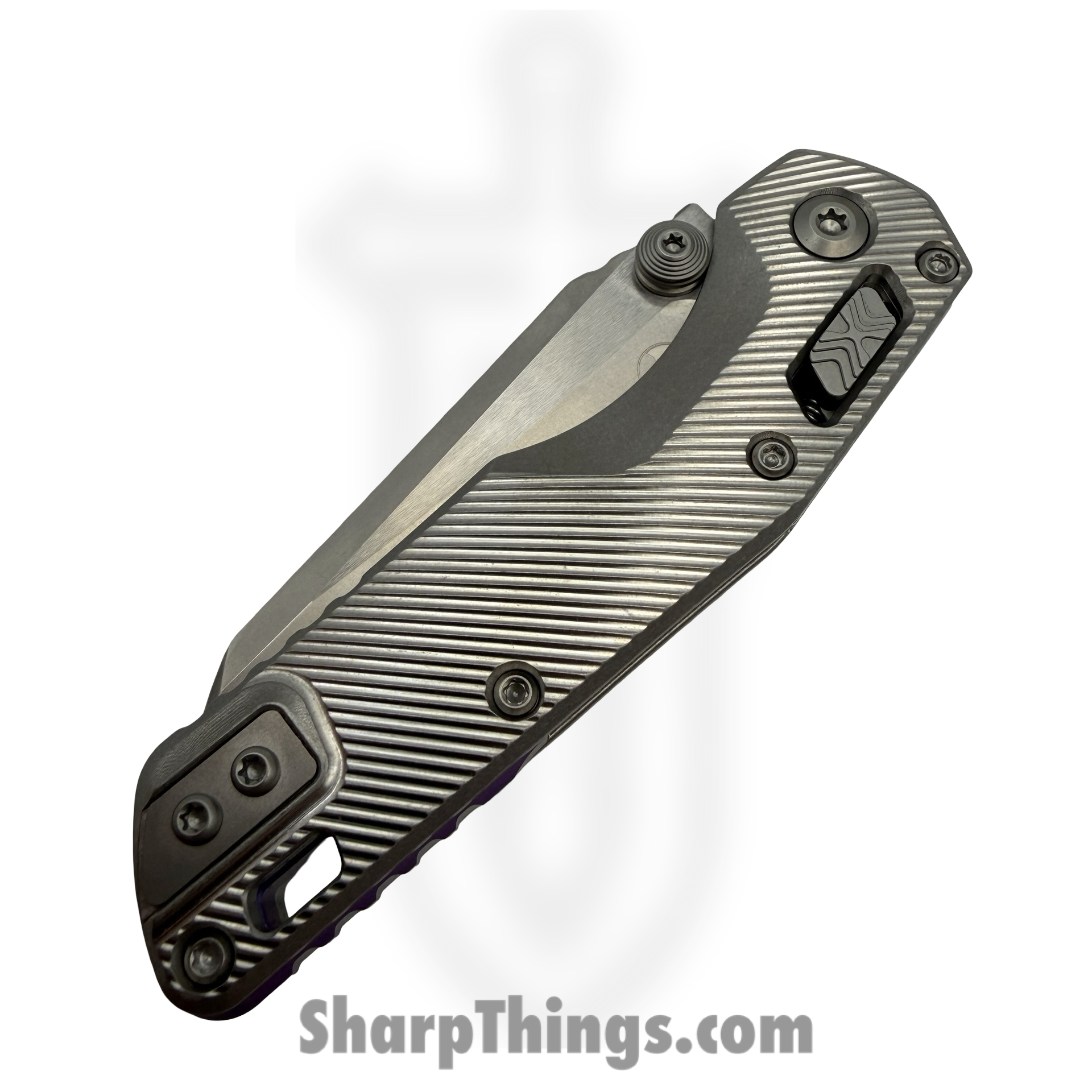 Microtech - 210M-11FLMS4 - MSI Mini Ram - Folding Knife - M390MK Stonewash Wharncliffe P/S - Titanium - Silver Purple - Image 3