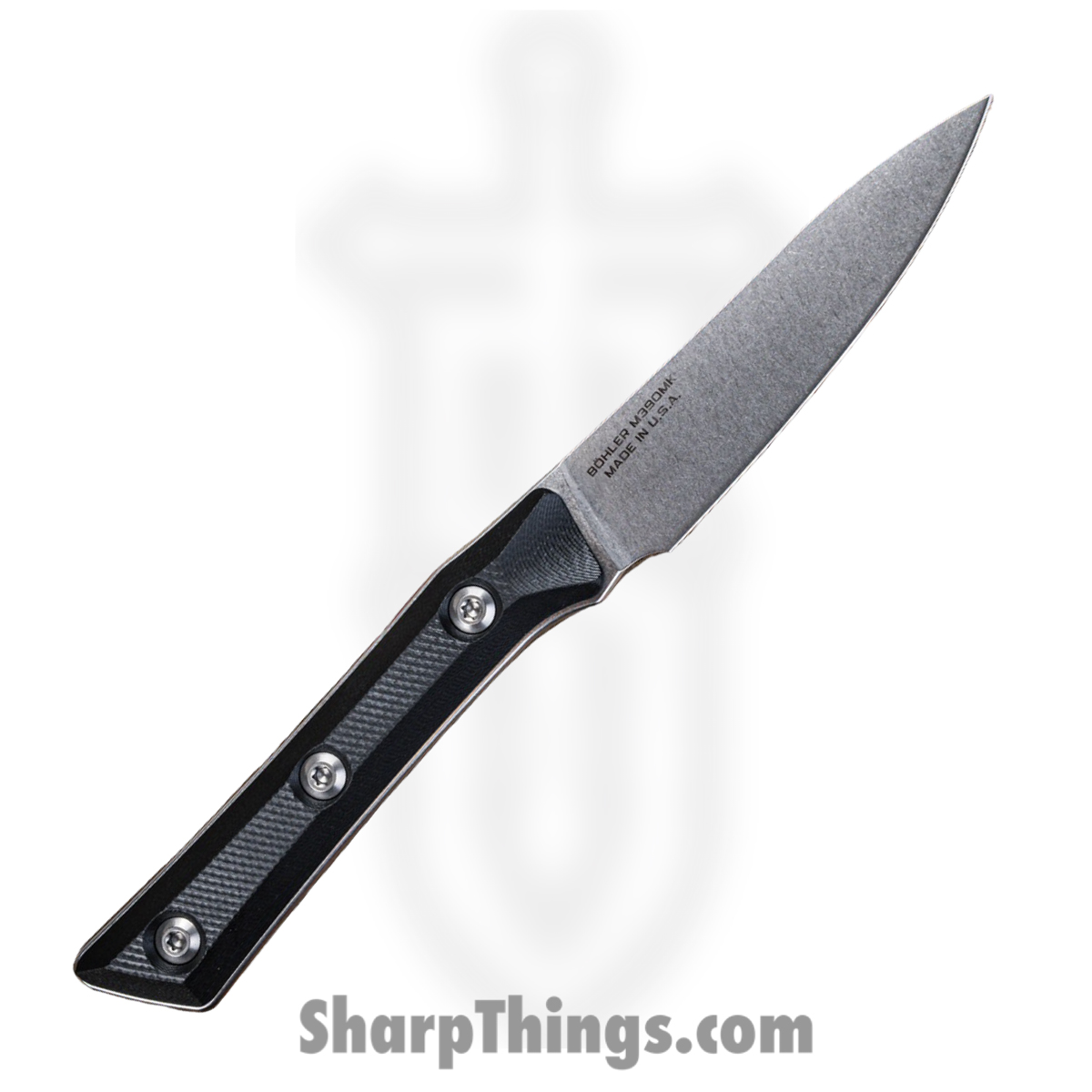 Microtech - 3500-10BK - 3.5" Paring Knife - Fixed Blade Knife - M390MK Stonewash Paring - G10 - Black - Image 2