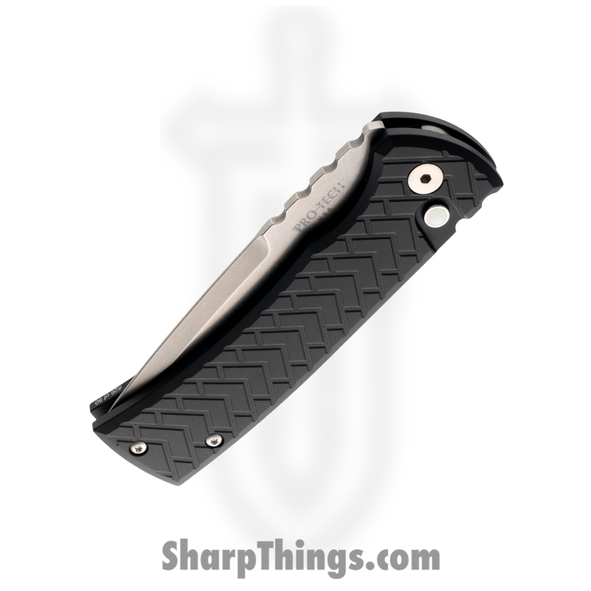 ProTech - BST26.Redencion.1 - Redencion - Automatic Knife - S35VN Stonewash Tanto - "Tread" Aluminum - Black - Image 3