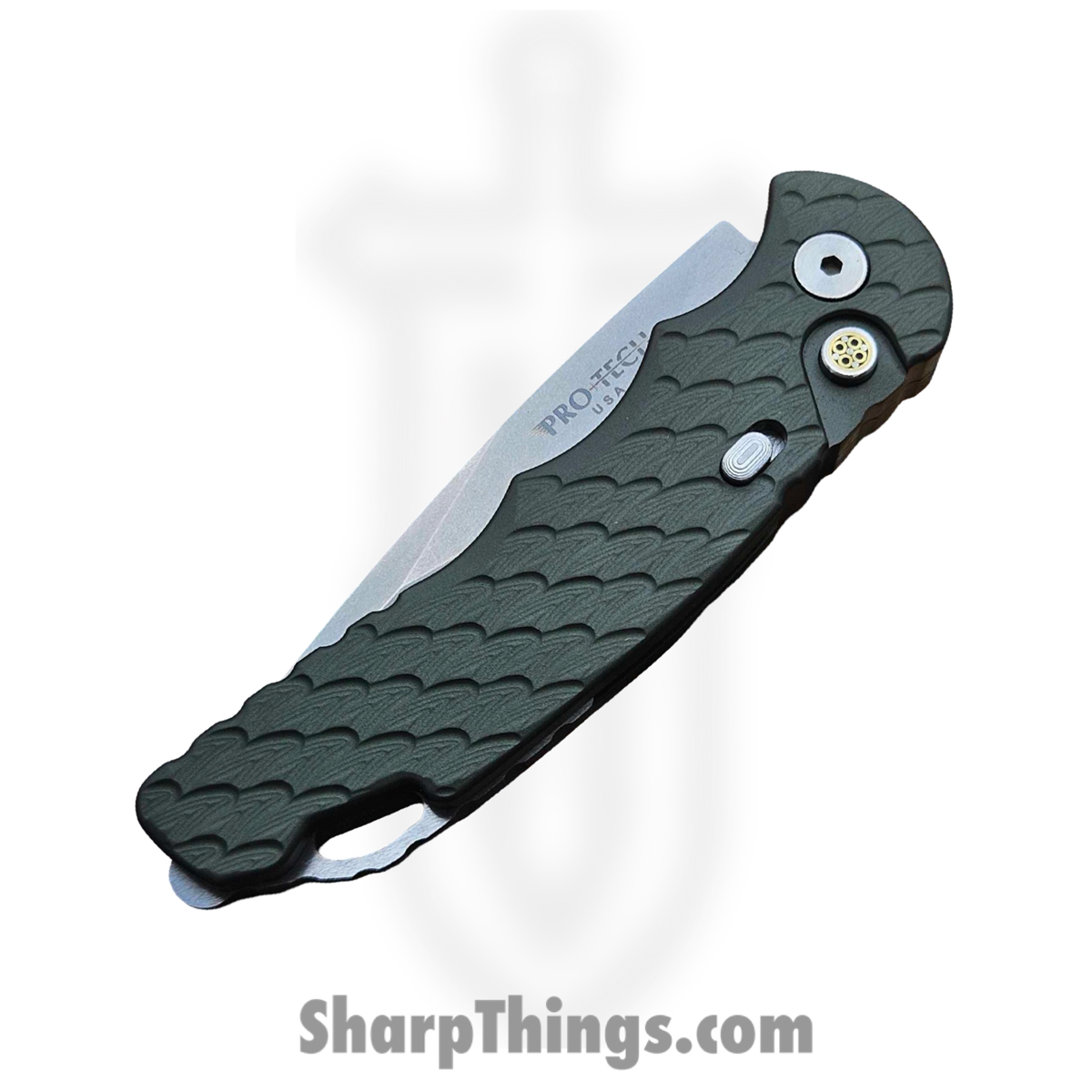 ProTech - BST26.TR5.1 - Tactical Response 5 - Automatic Knife - S35VN Stonewash Spear Point - "Feather" Aluminum - Green - Image 4