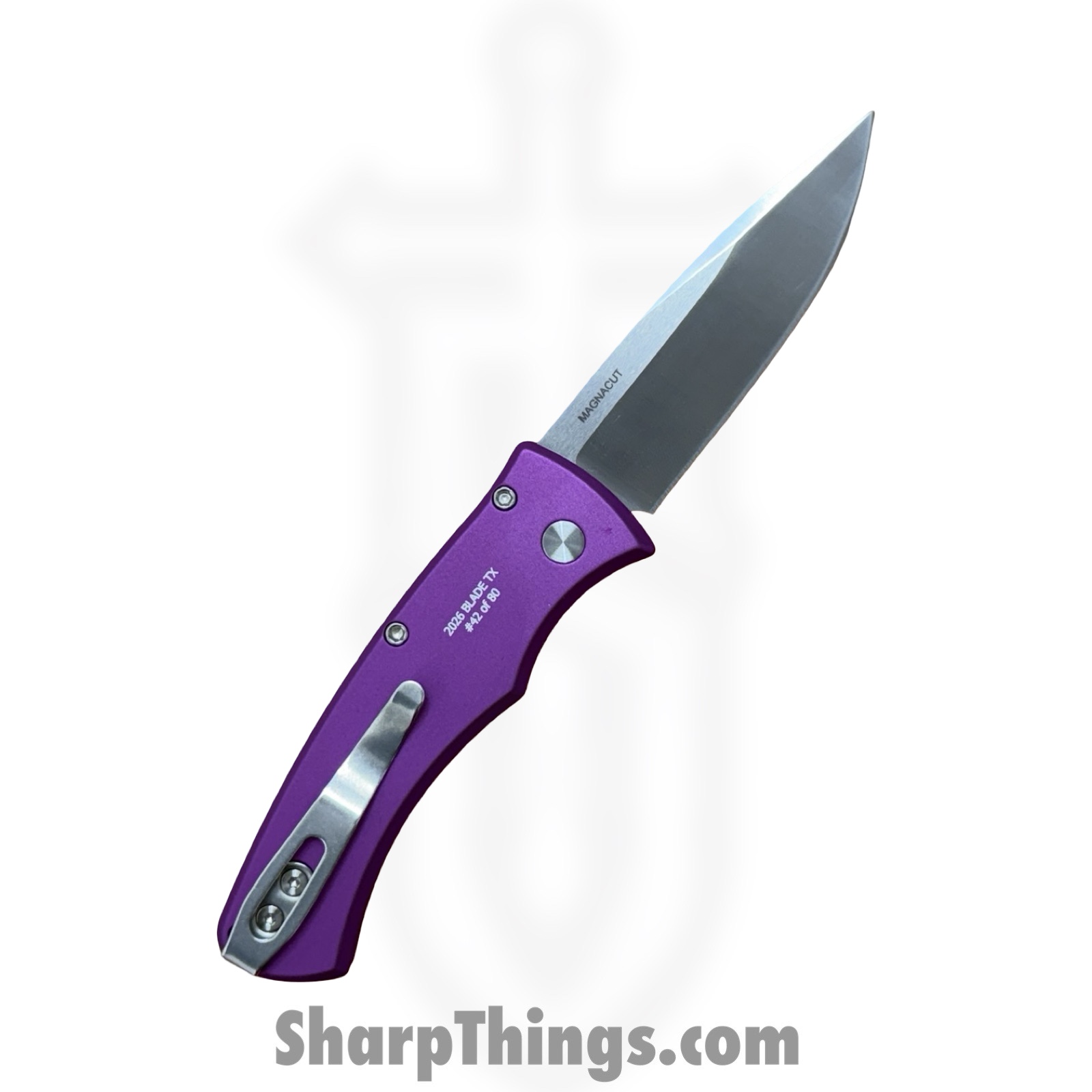 ProTech - BST26.Duke.1 - Duke 2 - Automatic Knife - CPM MagnaCut Satin Drop Point - 6061 Aluminum - Purple - Image 2