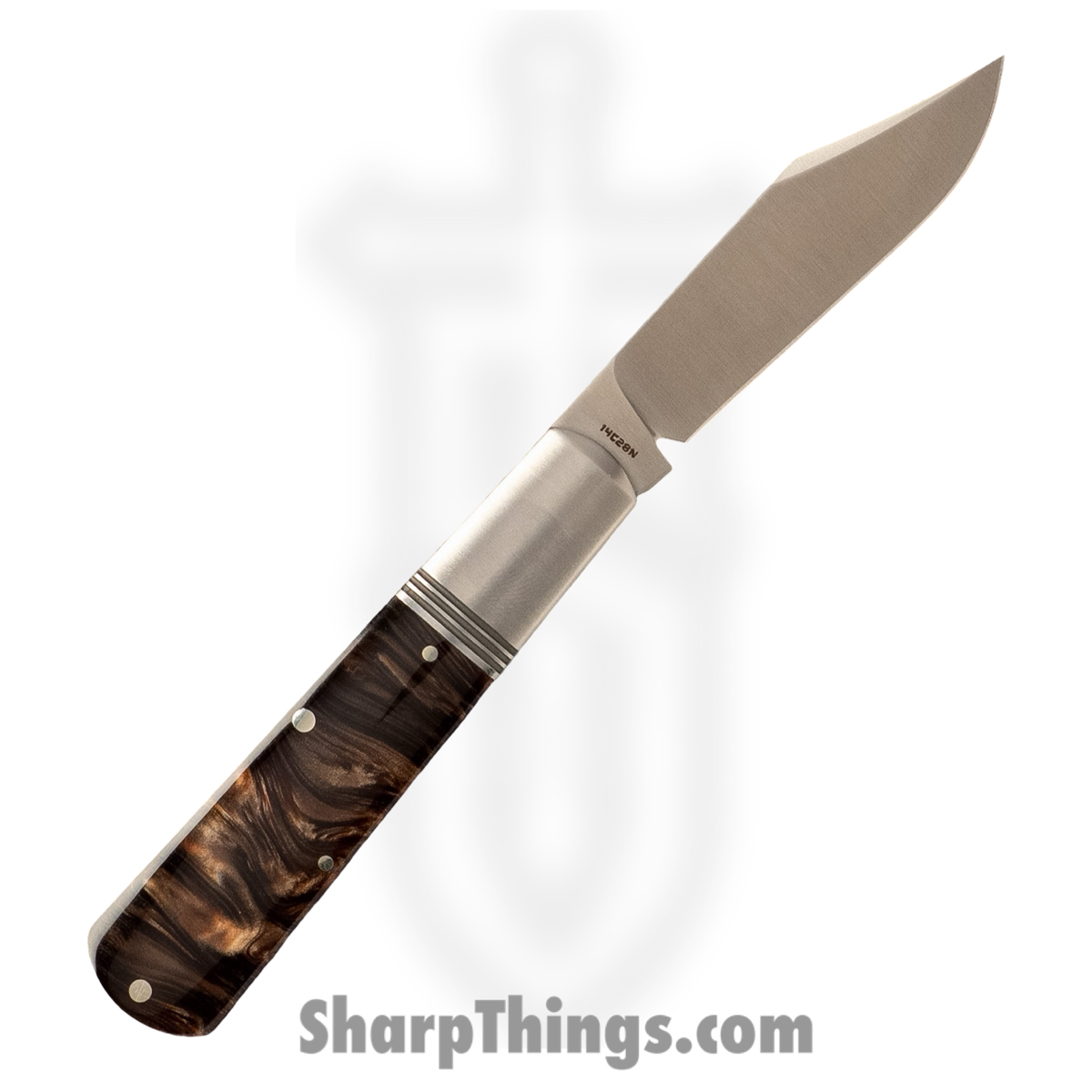 Jack Wolf Knives - GW-BAR-02-KIR-GODDESS - Gateway Barlow - Folding Knife - 14C28N Satin Clip Point - Kirinite Goddess - Black Copper - Image 2