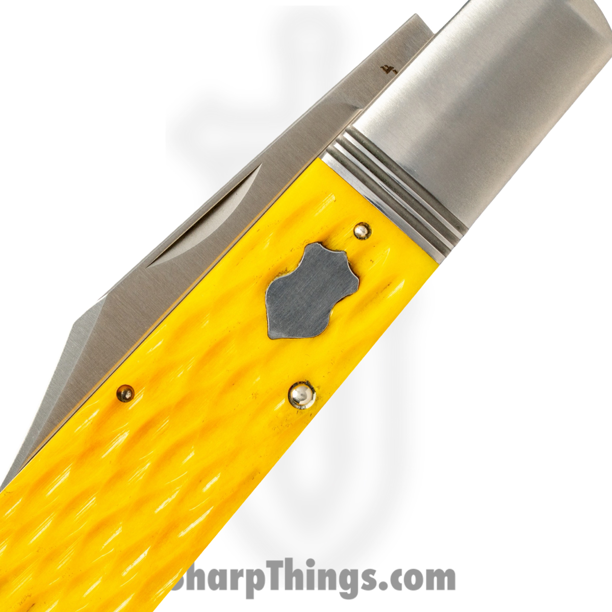 Jack Wolf Knives - GW-BAR-02-YLW-JIG-BON - Gateway Barlow - Folding Knife - 14C28N Satin Clip Point - Jigged Bone - Yellow - Image 5