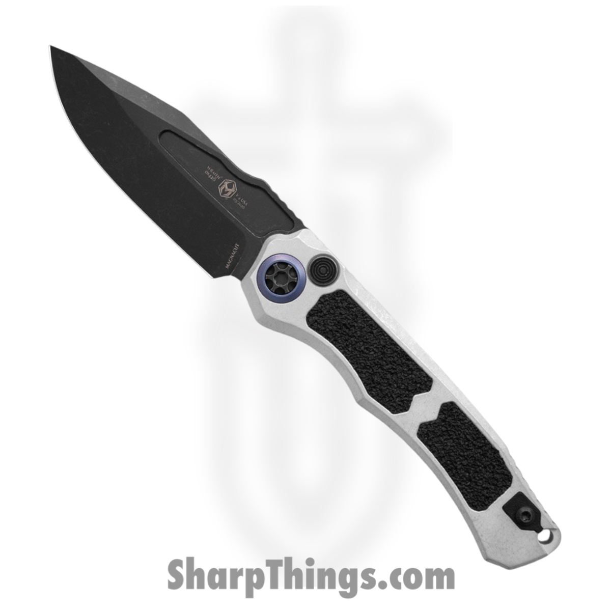 Heretic Knives - H000-8A - Wraith V4 - Automatic Knife - CPM MagnaCut Coated Drop Point - Aluminum - Blizzard