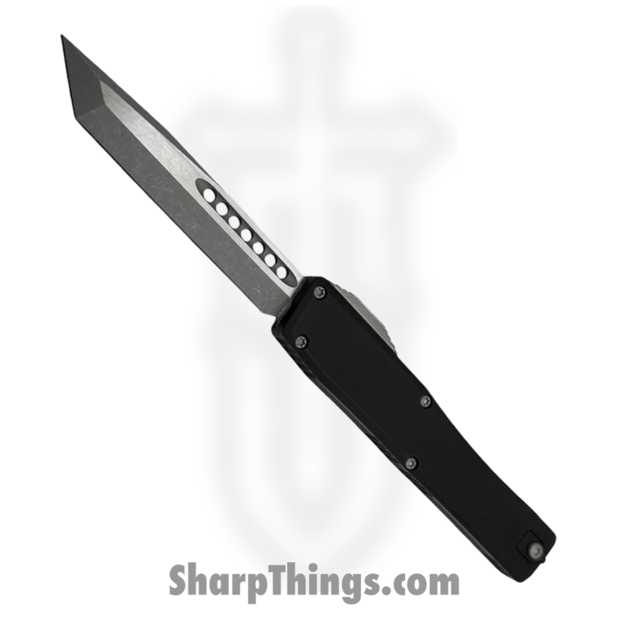 Heretic Knives - H015-5A - NYX - OTF Auto - CPM MagnaCut Battleworn Tanto - Aluminum - Black
