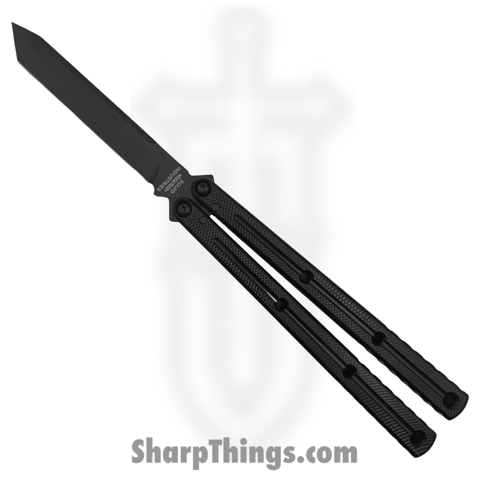 Squid Industries - KRITBK - Krake Raken V3 - Balisong - 410 SS Coated Tanto - 7075-T6511 Aluminum - Inked Black