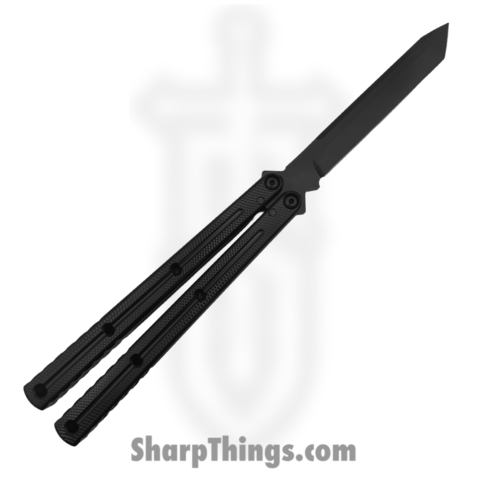 Squid Industries - KRITBK - Krake Raken V3 - Balisong - 410 SS Coated Tanto - 7075-T6511 Aluminum - Inked Black - Image 2