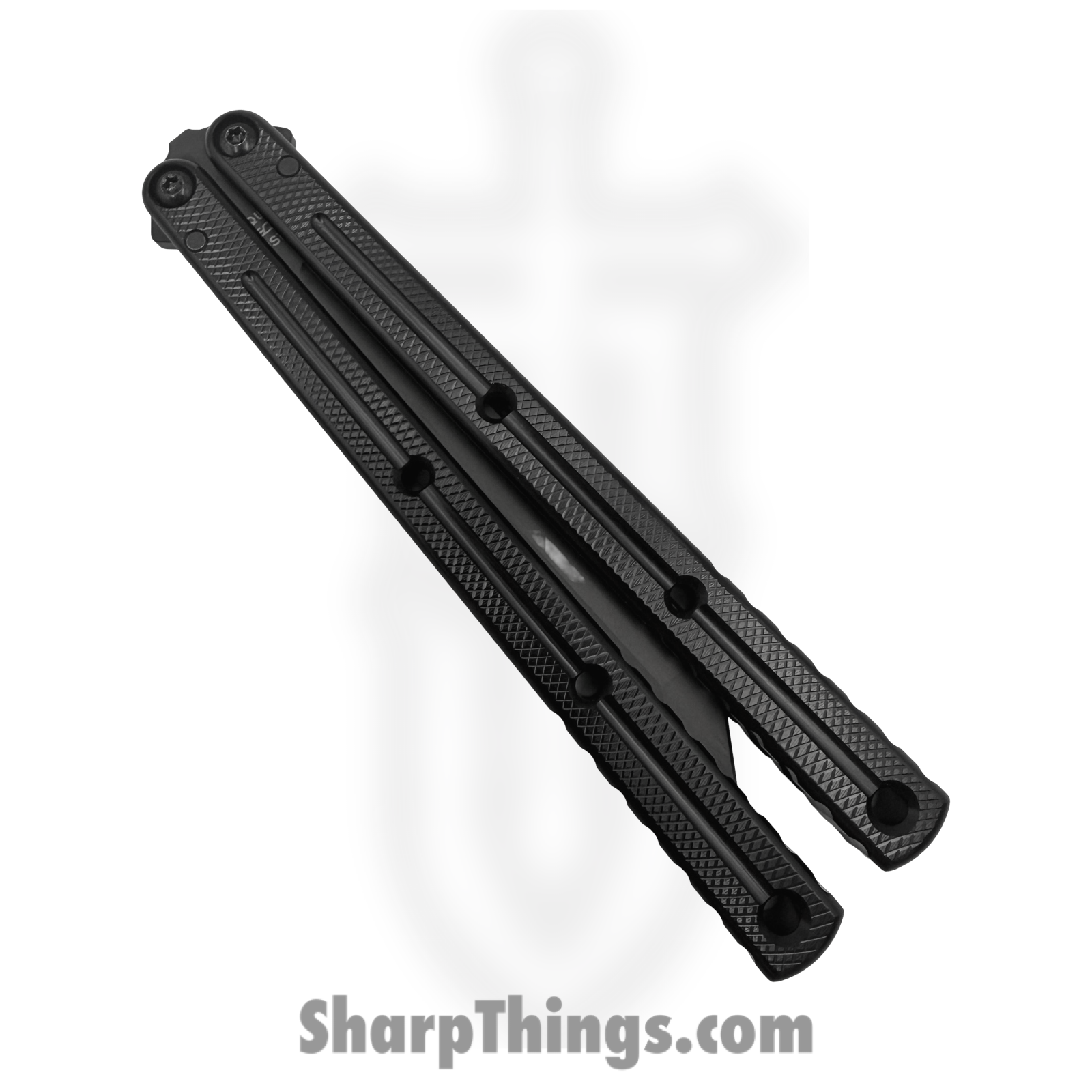 Squid Industries - KRITBK - Krake Raken V3 - Balisong - 410 SS Coated Tanto - 7075-T6511 Aluminum - Inked Black - Image 4