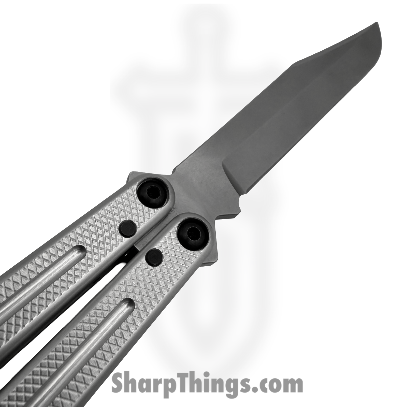 Squid Industries - KRMBSI - Krake Raken V3 - Balisong - AEB-L Stonewash Bowie - Aluminum - Silver - Image 3
