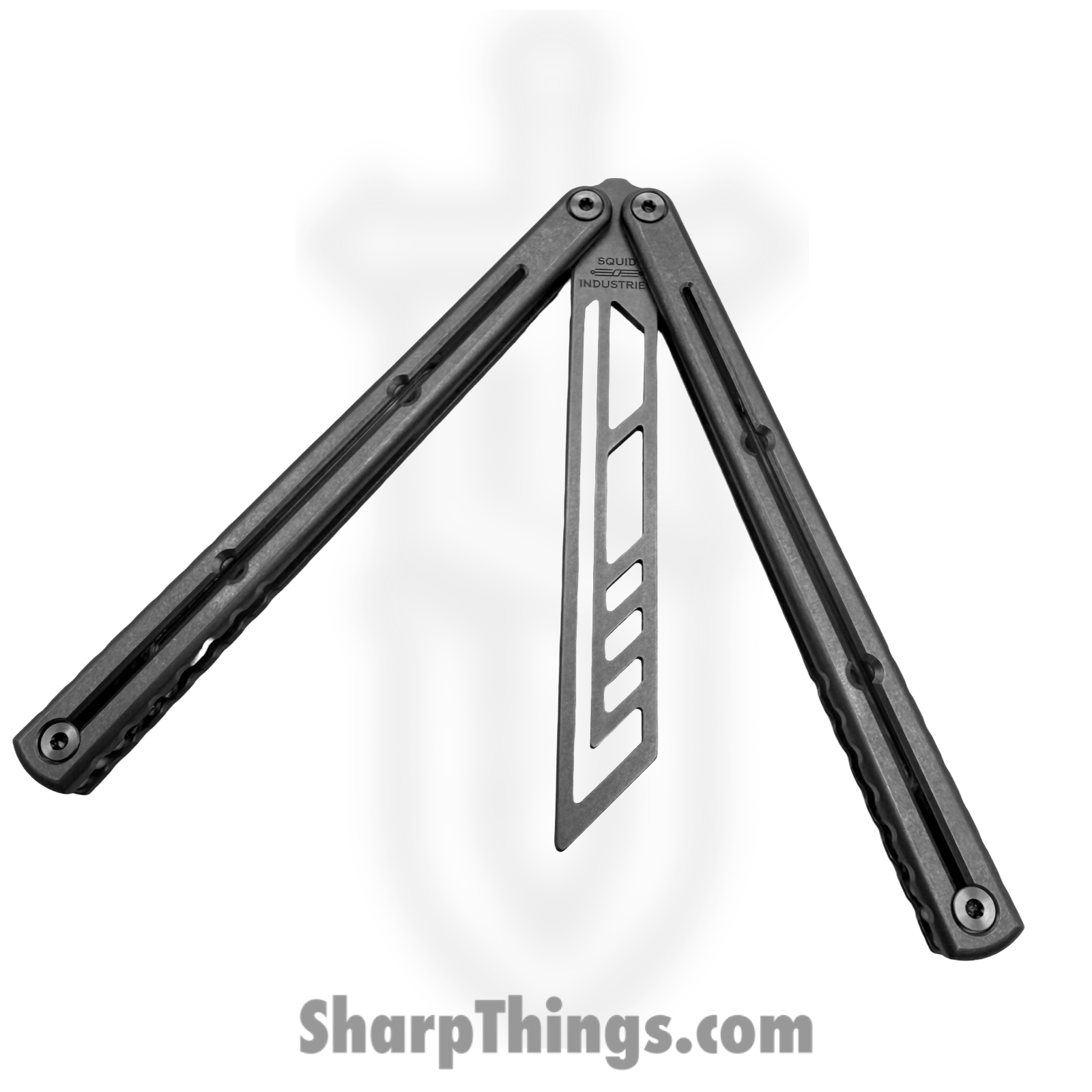 Squid Industries - TIKRTRSW - Krake Raken Trainer - Balisong - 410 SS Stonewash Trainer - 6AL-4V Titanium - Silver - Image 4