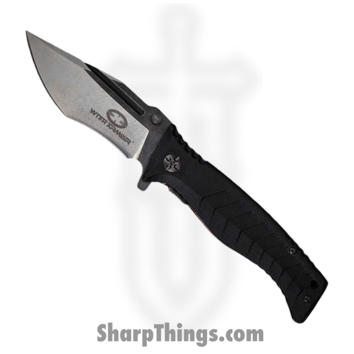 WithArmour - WA-039BK - Torpedo - Assisted Open Knife - 440C SS Stonewash Clip Point/Recurve - G10 - Black
