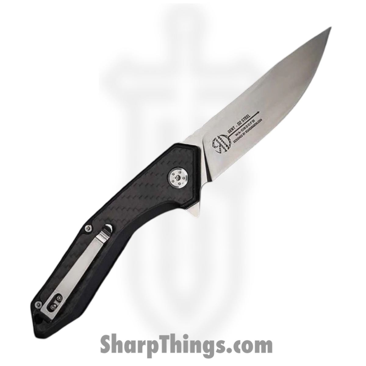 WithArmour - WA-082CFG - Gent - Folding Knife - D2 Satin Drop Point - G10 CF - Black - Image 2