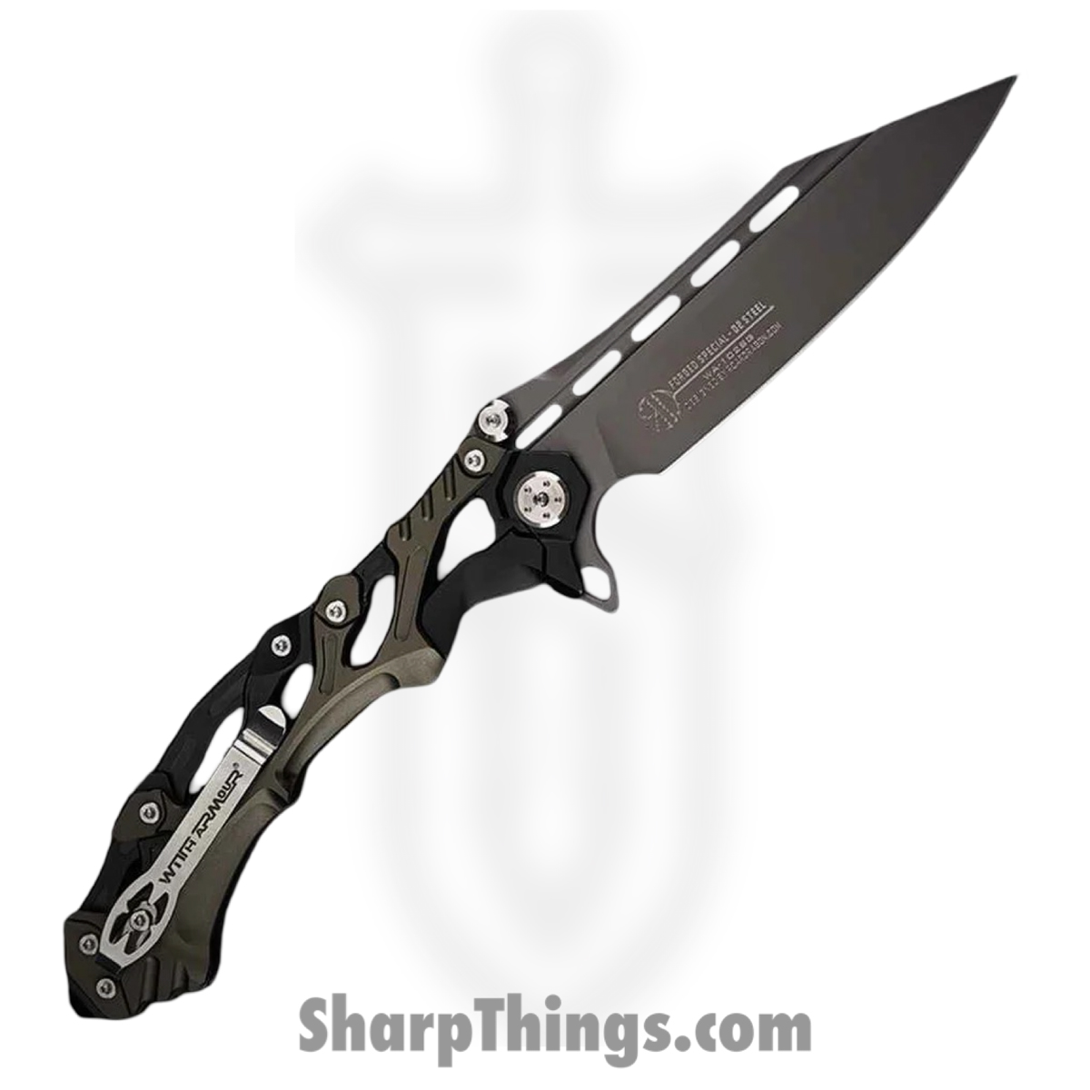 WithArmour - WA-102BG - Alien - Folding Knife - D2 Coated Reverse Tanto - Aluminum G10 - Black - Image 2